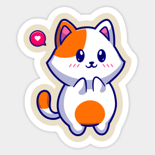 Cute Cat Shy Cartoon Sticker